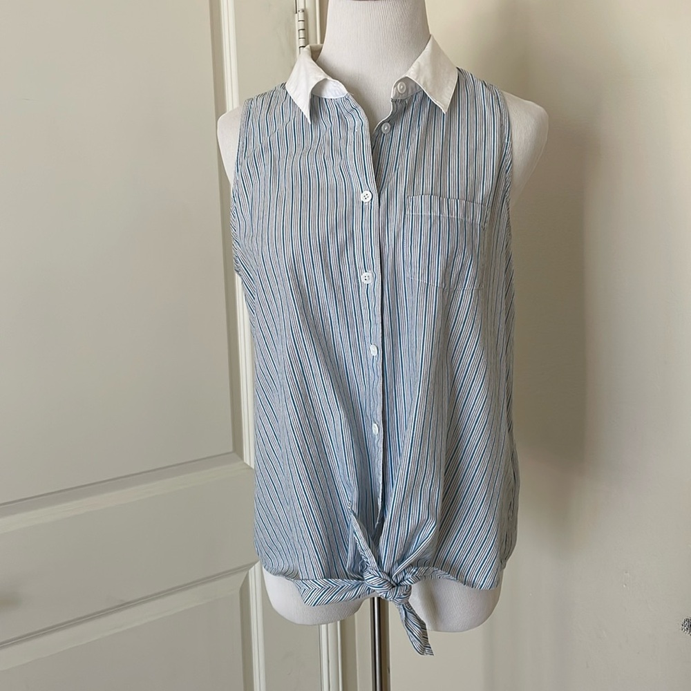 Equipment Mina Sleeveless Button Down Tie Front Blouse M